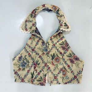 Shein Mod Floral Print Best Retro Cropped Sz M